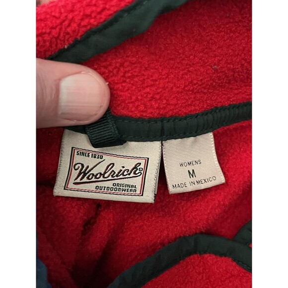 Woolrich Fleece Pullover Womens Medium Red Polartec Snap Mock Neck Outdoor Warm - Picture 7 of 8
